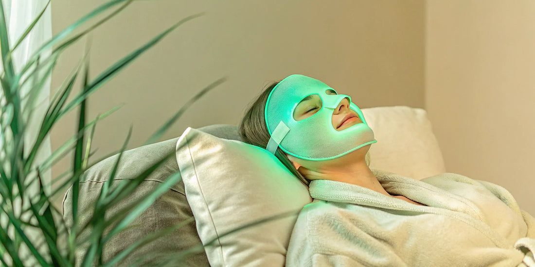 LED light facial mask for glowing skin.
